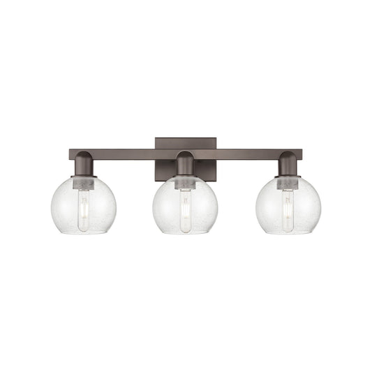 Innovations Athens 25in 3-Light Bath Vanity | Industrial Oil Rubbed Bronze Steel and Seedy Glass | Bathroom Vanity & Powder Room | Model 716-3W-OB-G124-6