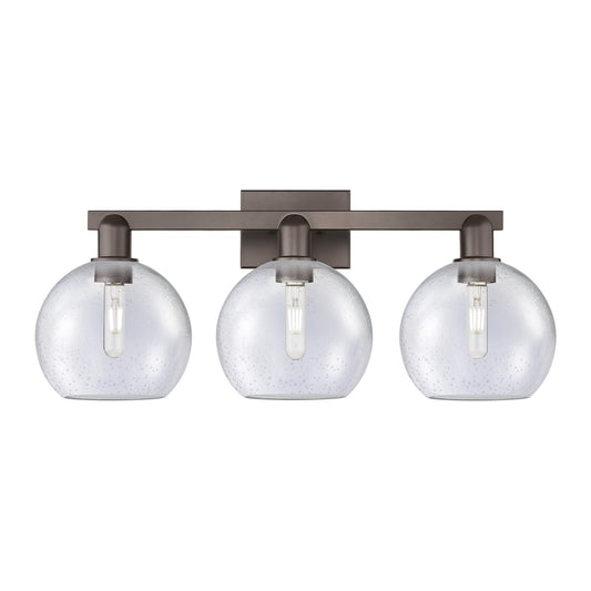 Innovations Athens 27in 3-Light Bath Vanity Light | Industrial Oil Rubbed Bronze Steel and Seedy Glass | Bathroom Vanity | 27 x | Model 716-3W-OB-G124-8