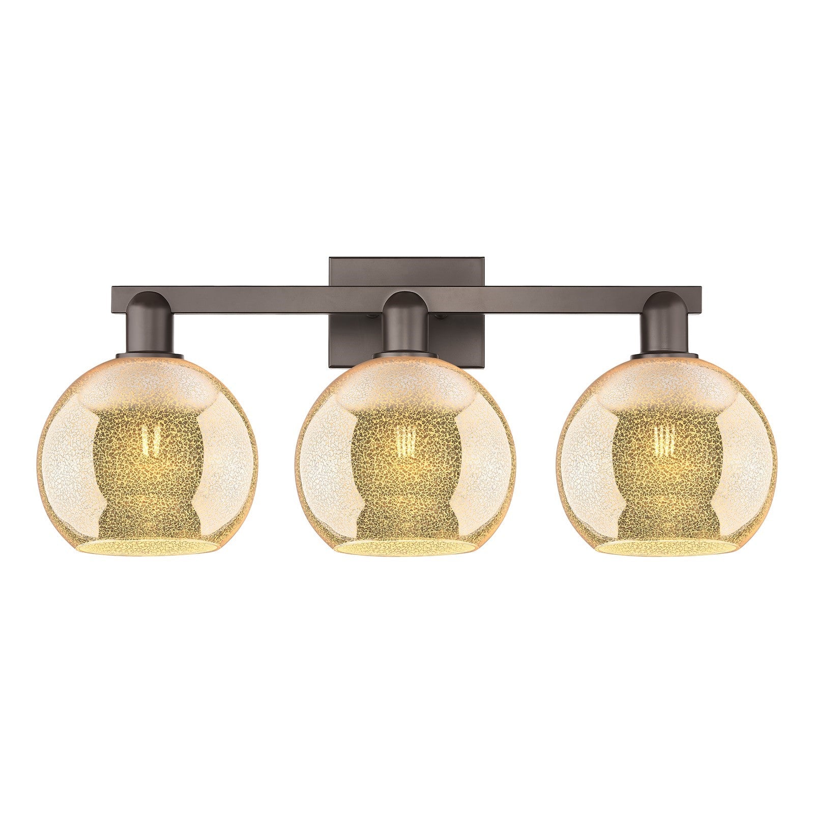 Innovations Athens 27in 3-Light Bath Vanity Light | Industrial Oil Rubbed Bronze Steel and Mercury Glass | Bathroom Vanity | 27 x | Model 716-3W-OB-G128-8
