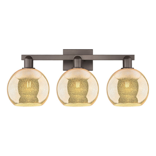 Innovations Athens 27in 3-Light Bath Vanity Light | Industrial Oil Rubbed Bronze Steel and Mercury Glass | Bathroom Vanity | 27 x | Model 716-3W-OB-G128-8