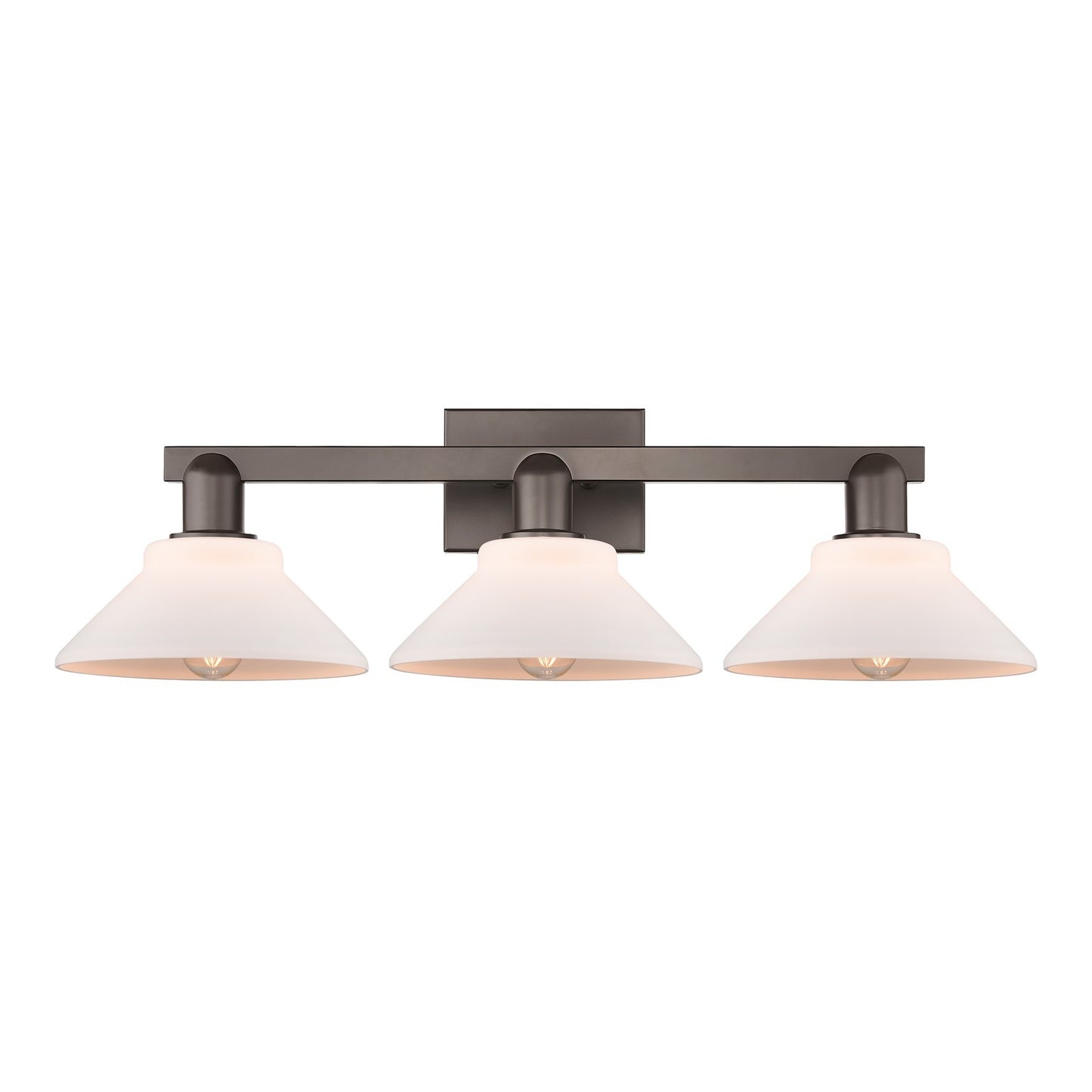 Innovations Orwell 27in 3-Light Bath Vanity Light | Industrial Oil Rubbed Bronze and Matte White Glass | Bathroom Vanity | 27.38 x | Model 716-3W-OB-G131