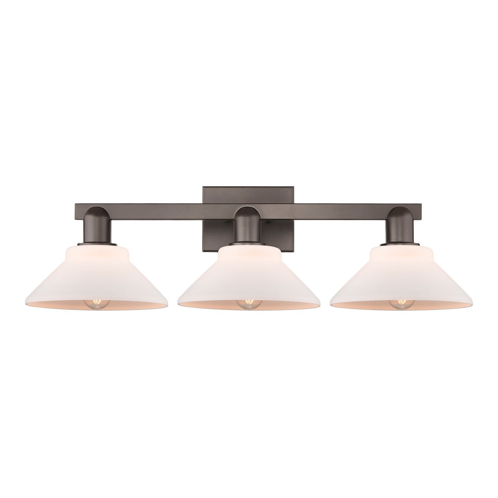 Innovations Orwell 27in 3-Light Bath Vanity Light | Industrial Oil Rubbed Bronze and Matte White Glass | Bathroom Vanity | 27.38 x | Model 716-3W-OB-G131