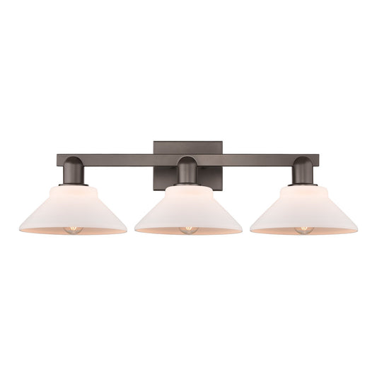 Innovations Orwell 27in 3-Light Bath Vanity Light | Industrial Oil Rubbed Bronze and Matte White Glass | Bathroom Vanity | 27.38 x | Model 716-3W-OB-G131