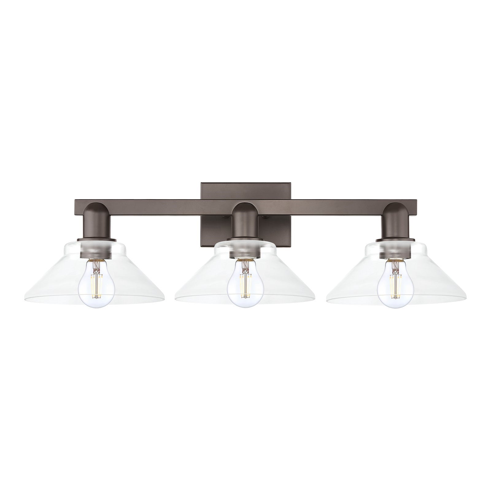 Innovations Orwell 27in 3-Light Bath Vanity Light | Industrial Oil Rubbed Bronze Steel and Clear Glass | Bathroom Vanity | 27.38 x | Model 716-3W-OB-G132
