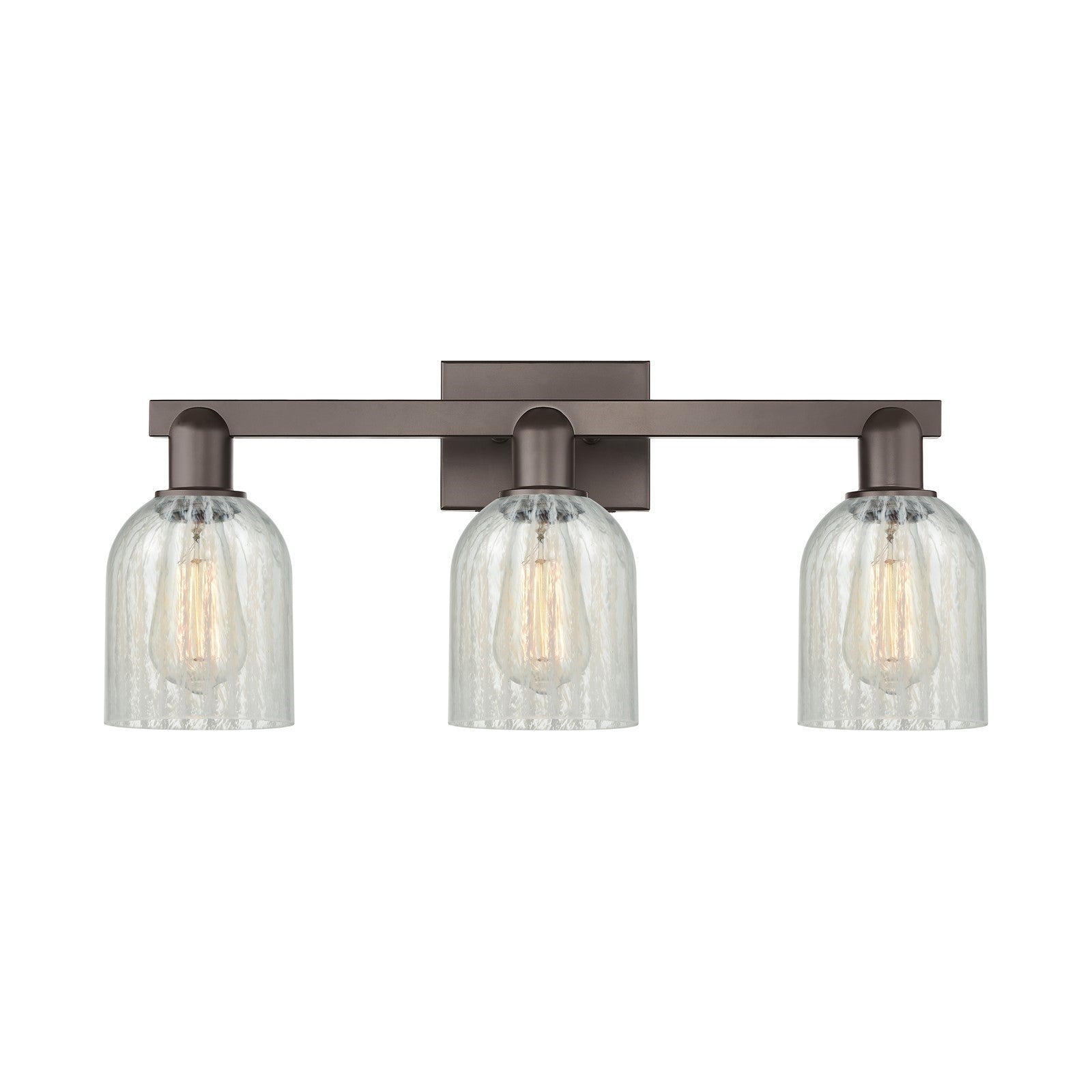 Innovations Caledonia 24in 3-Light Bath Vanity Light | Industrial Oil Rubbed Bronze Steel and Mouchette Glass | Bathroom Vanity | Model 716-3W-OB-G2511