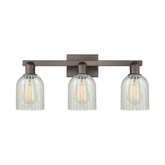 Innovations Caledonia 24in 3-Light Bath Vanity Light | Industrial Oil Rubbed Bronze Steel and Mouchette Glass | Bathroom Vanity | Model 716-3W-OB-G2511