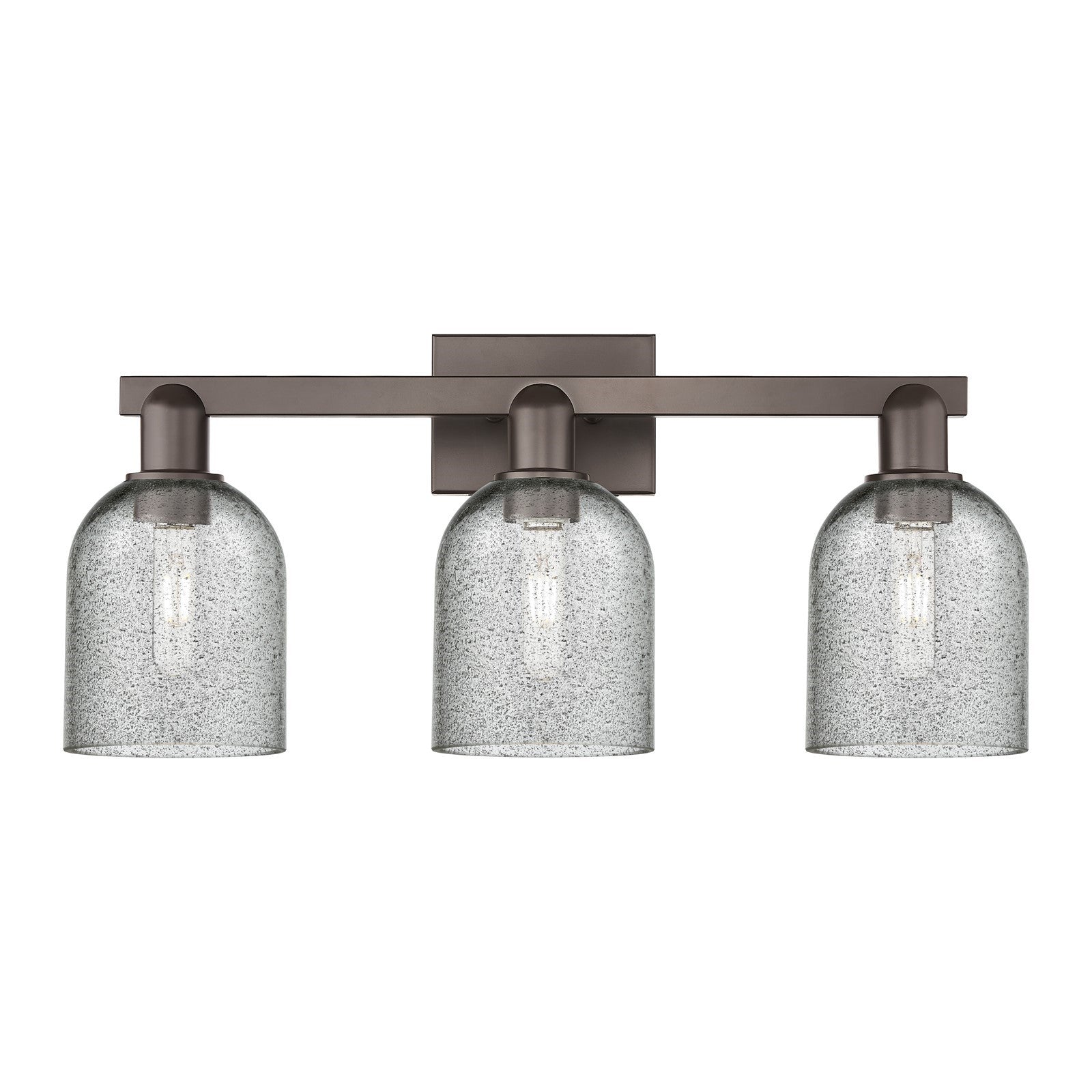 Innovations Caledonia 24in 3-Light Bath Vanity Light | Industrial Oil Rubbed Bronze Steel and Charcoal Glass | Bathroom Vanity | 24 | Model 716-3W-OB-G257