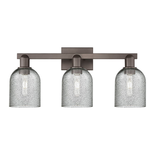 Innovations Caledonia 24in 3-Light Bath Vanity Light | Industrial Oil Rubbed Bronze Steel and Charcoal Glass | Bathroom Vanity | 24 | Model 716-3W-OB-G257