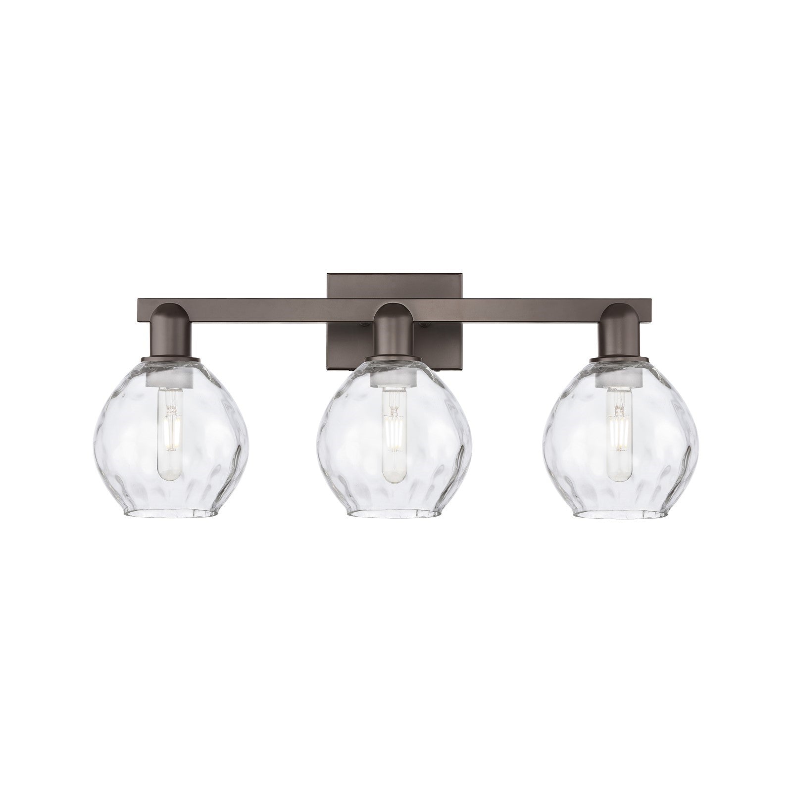 Innovations Waverly 25in 3-Light Bath Vanity Light | Industrial Oil Rubbed Bronze Steel and Clear Glass | Bathroom Vanity | 25 x | Model 716-3W-OB-G362