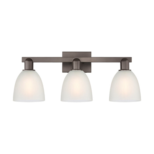 Innovations Castile 25in 3-Light Bath Vanity Light | Industrial Oil Rubbed Bronze and White Glass | Bathroom Vanity | 25 x 10.75 x | Model 716-3W-OB-G381