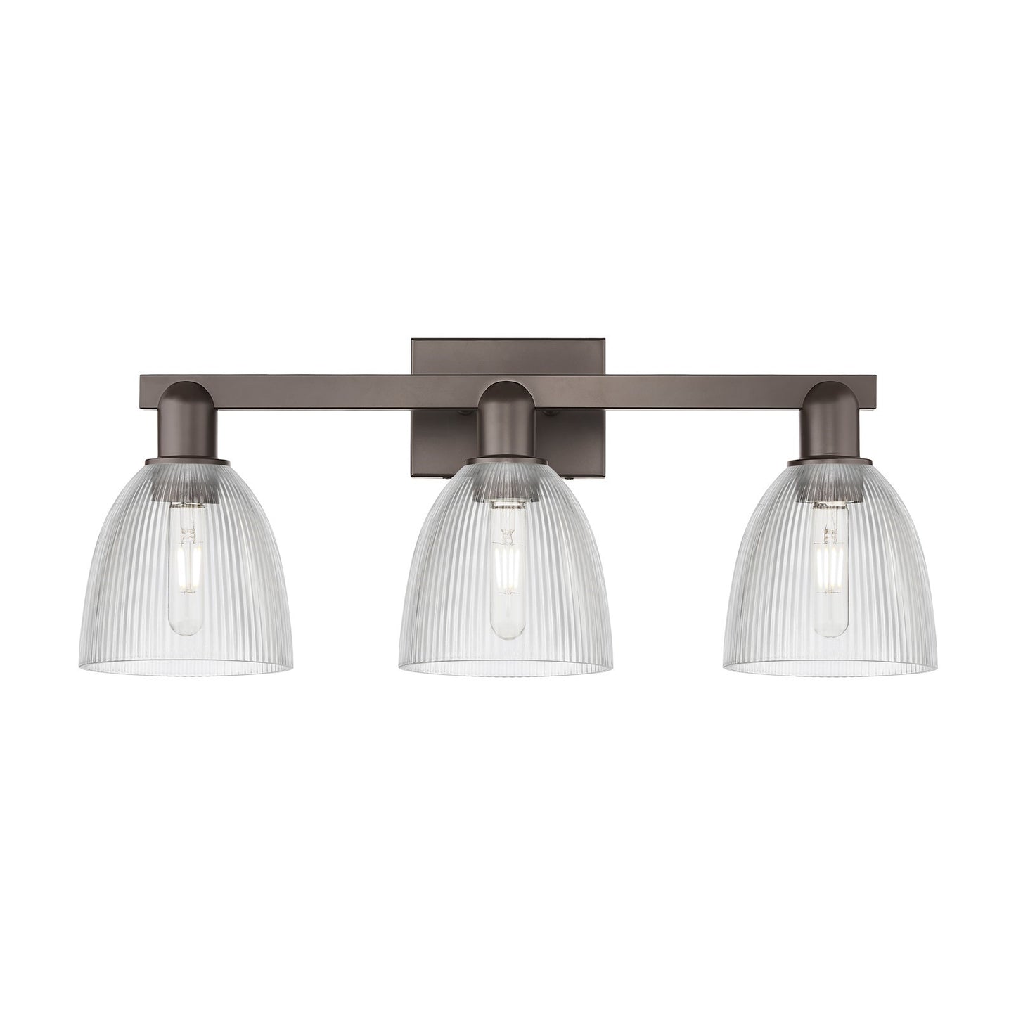 Innovations Castile 25in 3-Light Bath Vanity Light | Industrial Oil Rubbed Bronze Steel and Clear Glass | Bathroom Vanity | 25 x | Model 716-3W-OB-G382