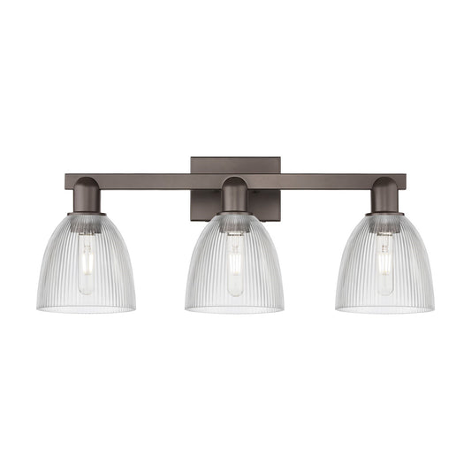 Innovations Castile 25in 3-Light Bath Vanity Light | Industrial Oil Rubbed Bronze Steel and Clear Glass | Bathroom Vanity | 25 x | Model 716-3W-OB-G382