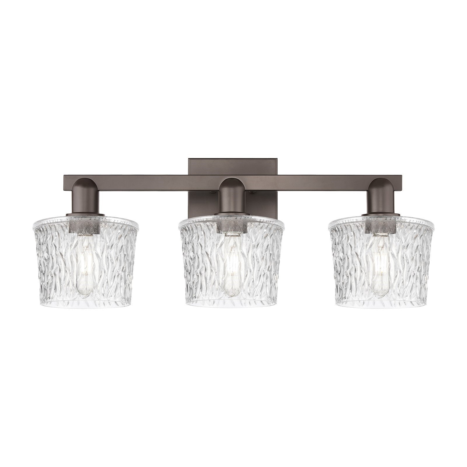 Innovations Niagara 26in 3-Light Bath Vanity Light | Industrial Oil Rubbed Bronze Steel and Clear Glass | Bathroom Vanity | 25.5 x | Model 716-3W-OB-G402