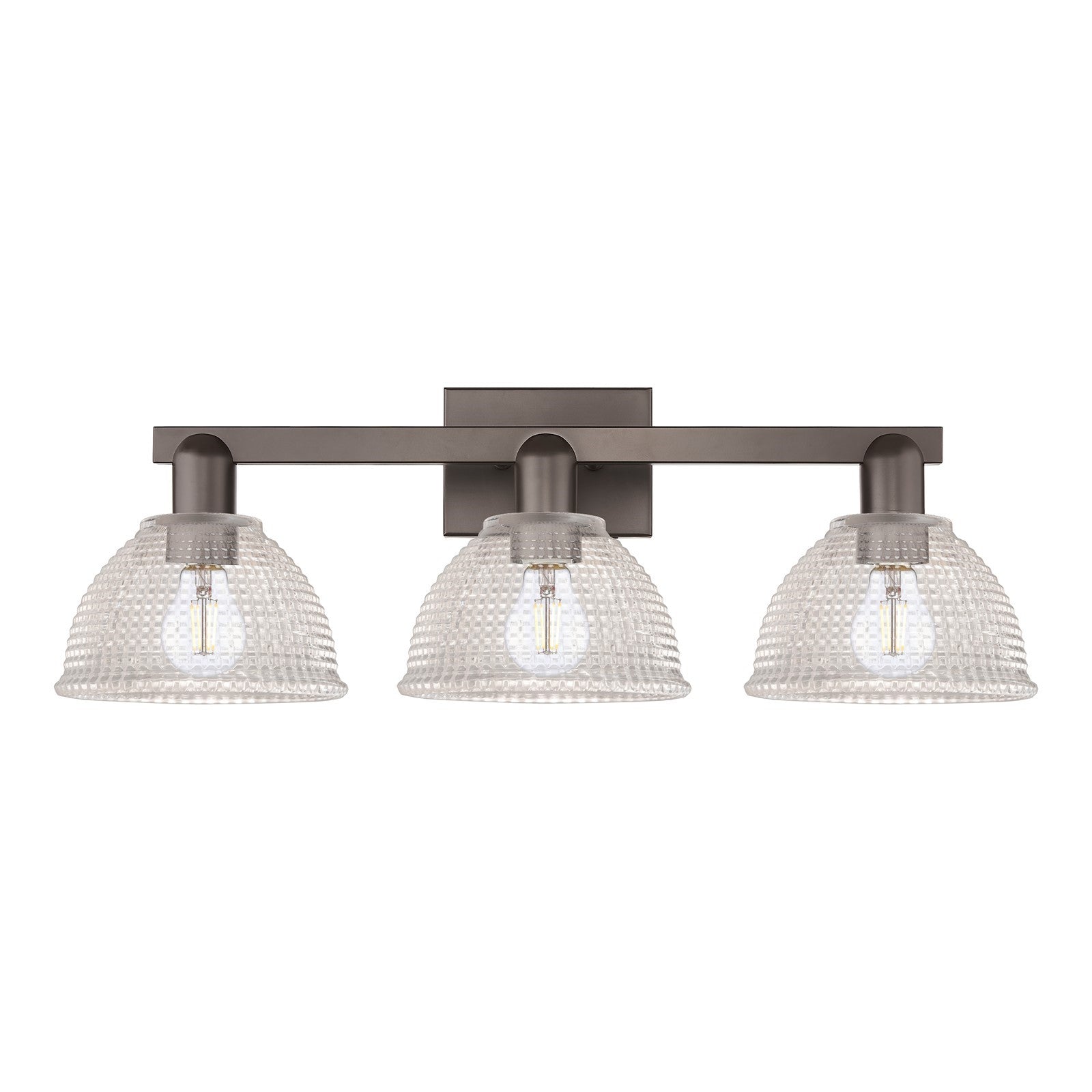 Innovations Arietta 27in 3-Light Bath Vanity Light | Industrial Oil Rubbed Bronze Steel and Clear Glass | Bathroom Vanity | 27 x | Model 716-3W-OB-G422