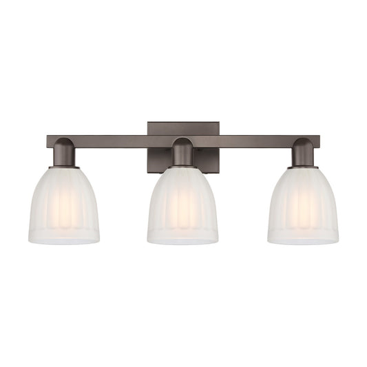 Innovations Brookfield 25in 3-Light Bath Vanity | Industrial Oil Rubbed Bronze and White Frosted Glass | Bathroom Vanity Light | Model 716-3W-OB-G441