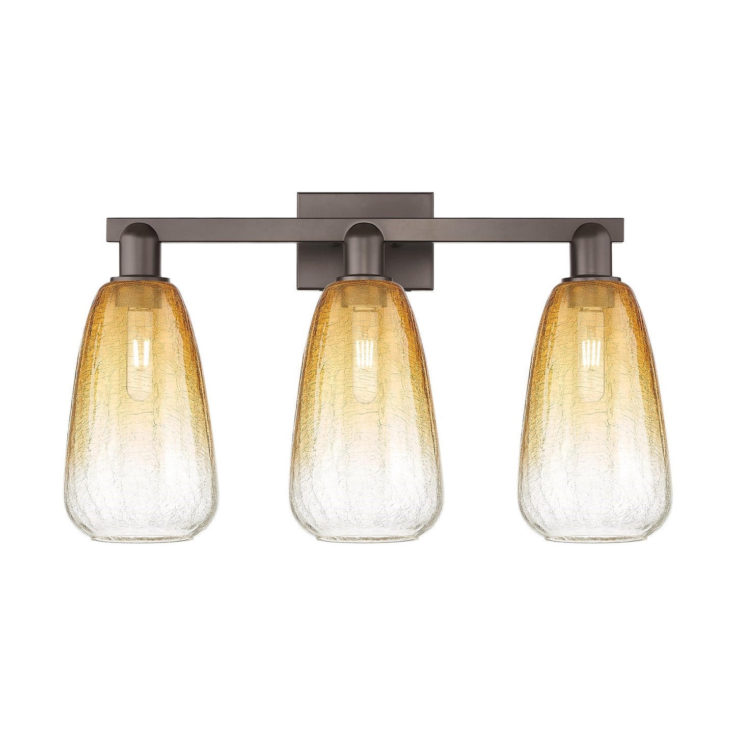 Innovations Brookhaven Almond 26in 3-Light Bath Vanity Light | Industrial Oil Rubbed Bronze and Amber Glass | Bathroom Vanity | Model 716-3W-OB-G480-6AM