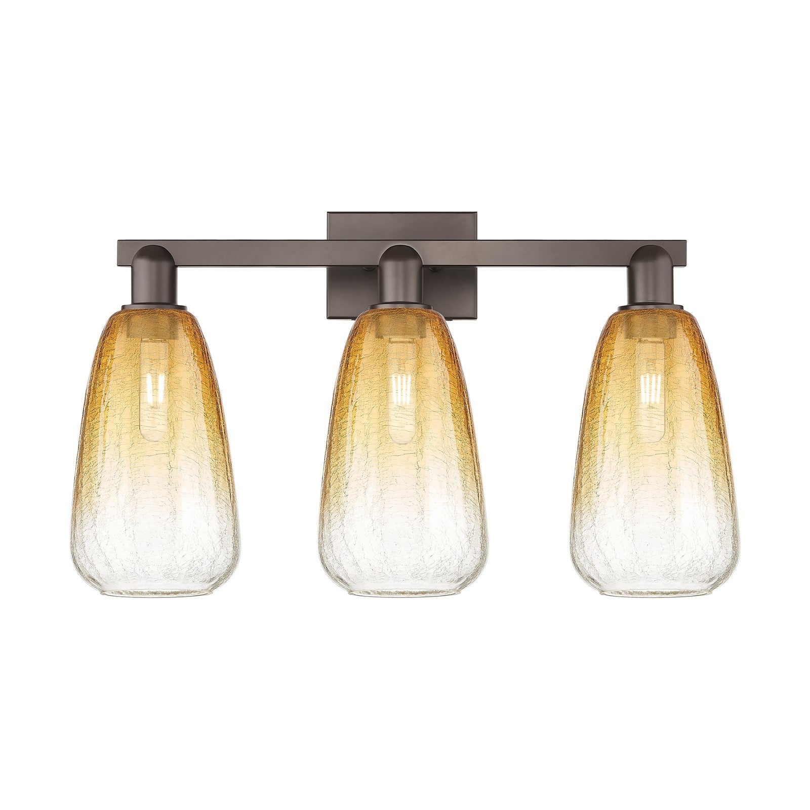 Innovations Brookhaven Almond 26in 3-Light Bath Vanity Light | Industrial Oil Rubbed Bronze and Amber Glass | Bathroom Vanity | Model 716-3W-OB-G480-6AM