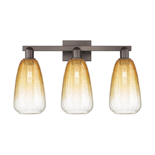 Innovations Brookhaven Almond 26in 3-Light Bath Vanity Light | Industrial Oil Rubbed Bronze and Amber Glass | Bathroom Vanity | Model 716-3W-OB-G480-6AM