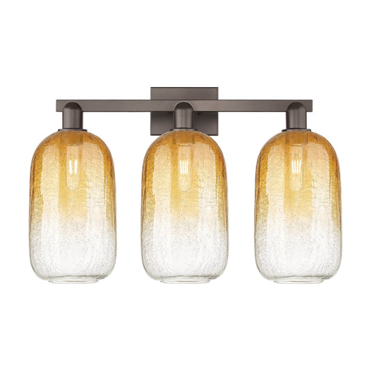 Innovations Brookhaven Cloche 26in 3-Light Bath Vanity Light | Industrial Oil Rubbed Bronze Steel and Amber Glass | Bathroom | Model 716-3W-OB-G482-7AM
