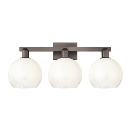 Innovations Brookhaven Globe 27in 3-Light Bath Vanity Light | Industrial Oil Rubbed Bronze and Opal Glass | Bathroom Vanity | Model 716-3W-OB-G483-8OP