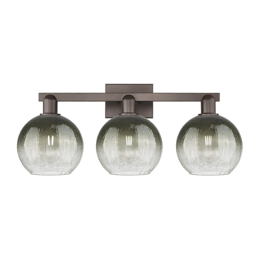 Innovations Brookhaven Globe 27in 3-Light Bath Vanity Light | Industrial Oil Rubbed Bronze and Slate Glass | Bathroom Vanity | Model 716-3W-OB-G483-8SL