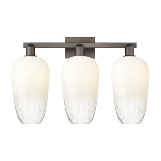 Innovations Brookhaven Flute 26in 3-Light Bath Vanity Light | Industrial Oil Rubbed Bronze Steel and Opal Glass | Bathroom | Model 716-3W-OB-G484-7OP