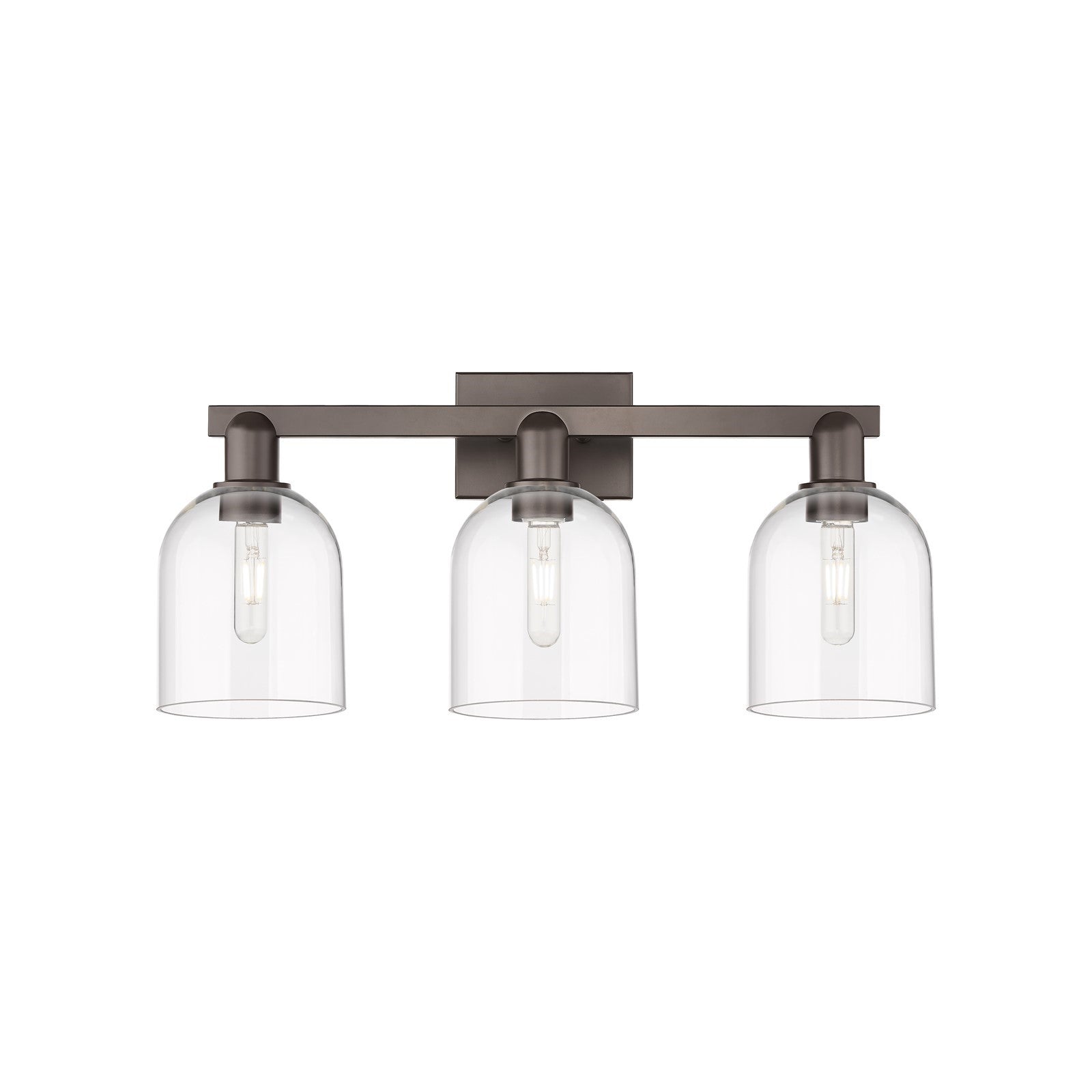 Innovations Bella 25in 3-Light Bath Vanity Light | Industrial Oil Rubbed Bronze Steel and Clear Glass | Bathroom Vanity | 24.5 | Model 716-3W-OB-G558-6CL