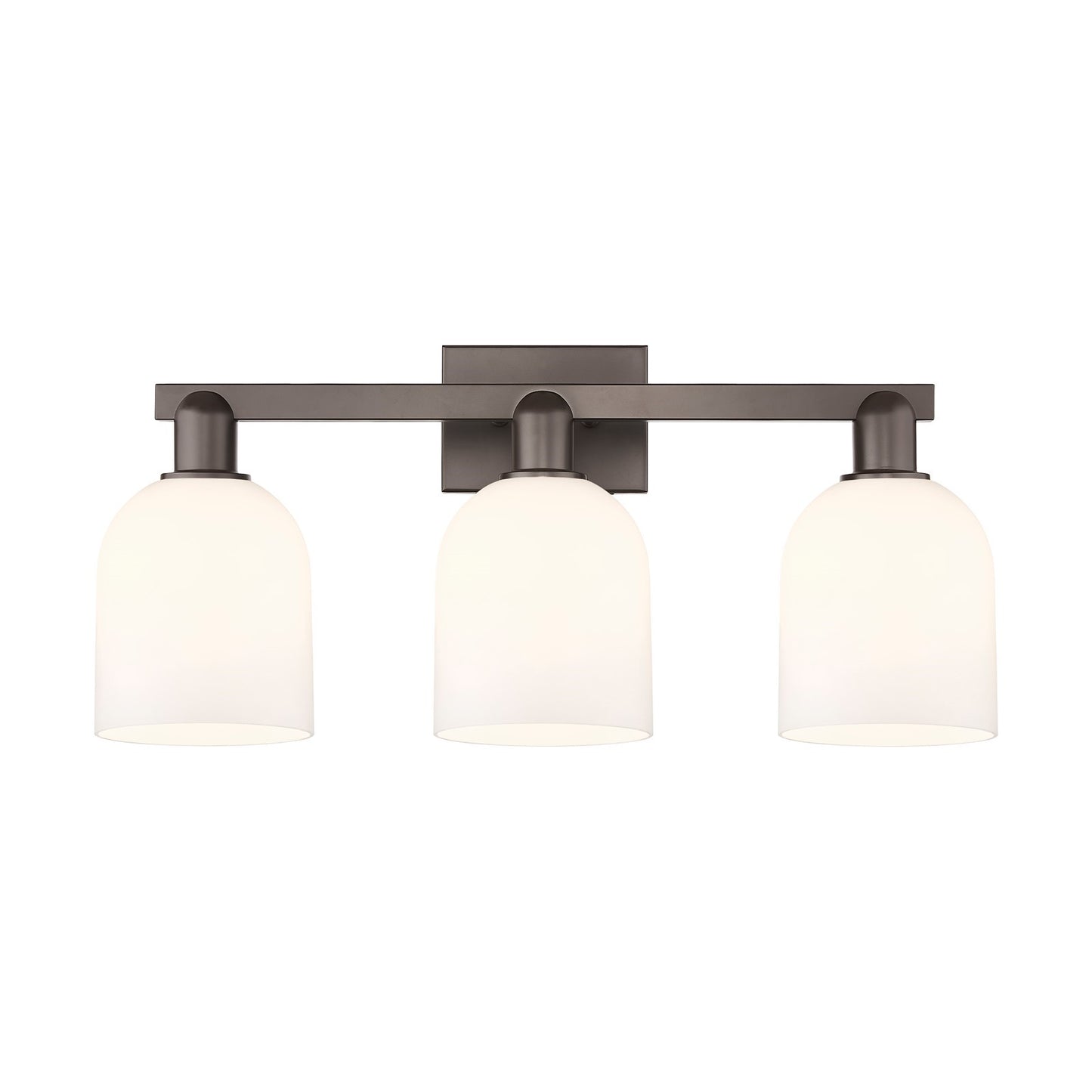 Innovations Bella 25in 3-Light Bath Vanity | Industrial Oil Rubbed Bronze Steel and White Glass | Bathroom Vanity Light | 24.5 | Model 716-3W-OB-G558-6GWH