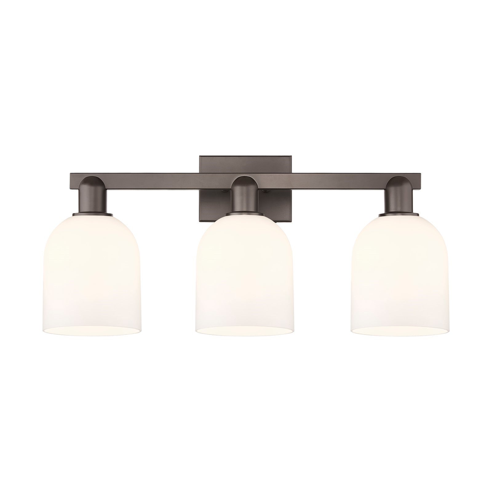 Innovations Bella 25in 3-Light Bath Vanity | Industrial Oil Rubbed Bronze Steel and White Glass | Bathroom Vanity Light | 24.5 | Model 716-3W-OB-G558-6GWH