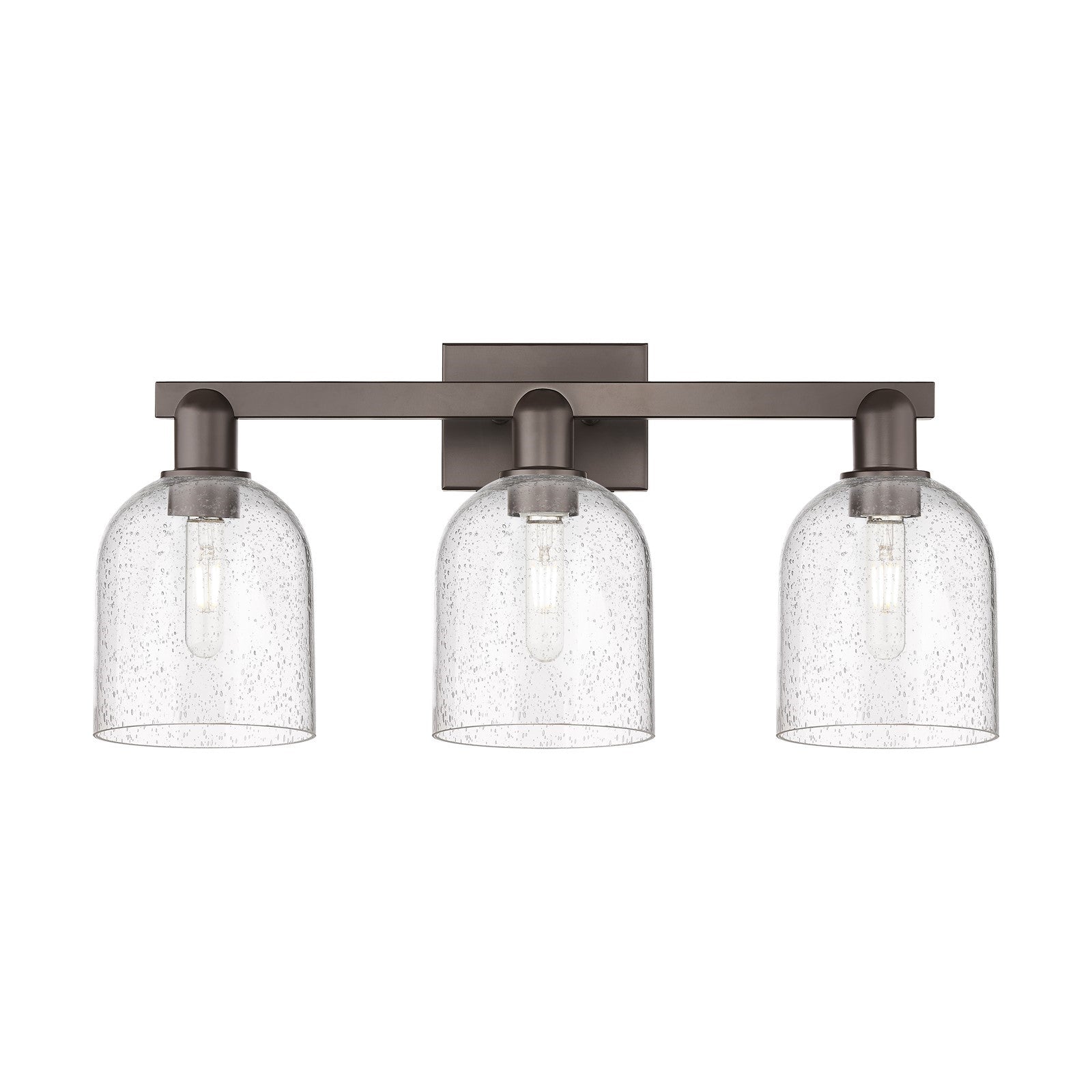 Innovations Bella 25in 3-Light Bath Vanity | Industrial Oil Rubbed Bronze Steel and Seedy Glass | Bathroom Vanity Light | 24.5 | Model 716-3W-OB-G558-6SDY