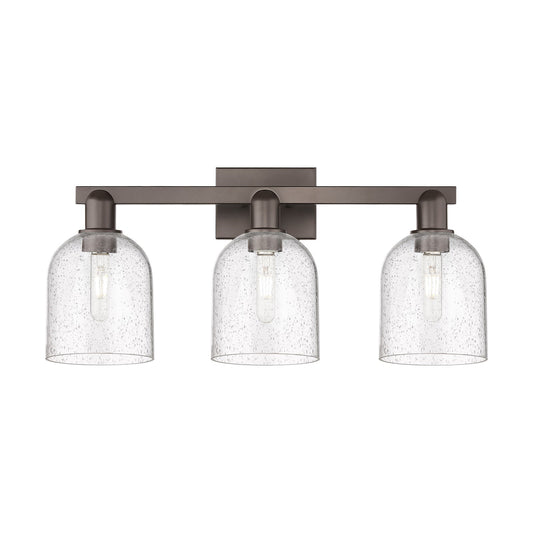 Innovations Bella 25in 3-Light Bath Vanity | Industrial Oil Rubbed Bronze Steel and Seedy Glass | Bathroom Vanity Light | 24.5 | Model 716-3W-OB-G558-6SDY