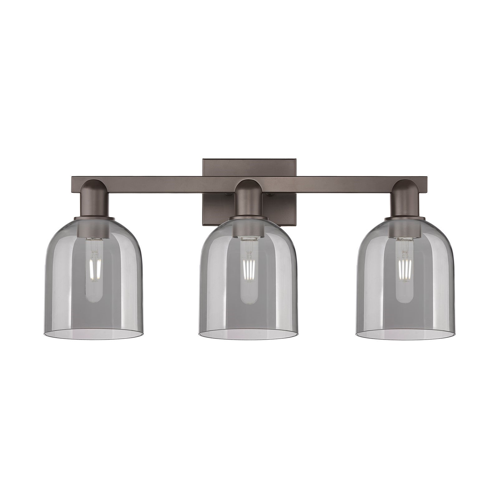 Innovations Bella 25in 3-Light Bath Vanity Light | Industrial Oil Rubbed Bronze and Light Smoke Glass | Bathroom Vanity | 24.5 | Model 716-3W-OB-G558-6SM