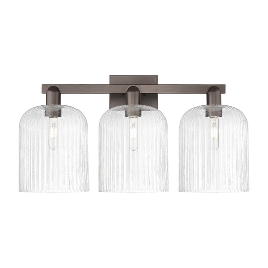 Innovations Bridal Veil 27in 3-Light Bath Vanity Light | Industrial Oil Rubbed Bronze Steel and Seedy Ribbed Glass | Bathroom | Model 716-3W-OB-G559-8SDY