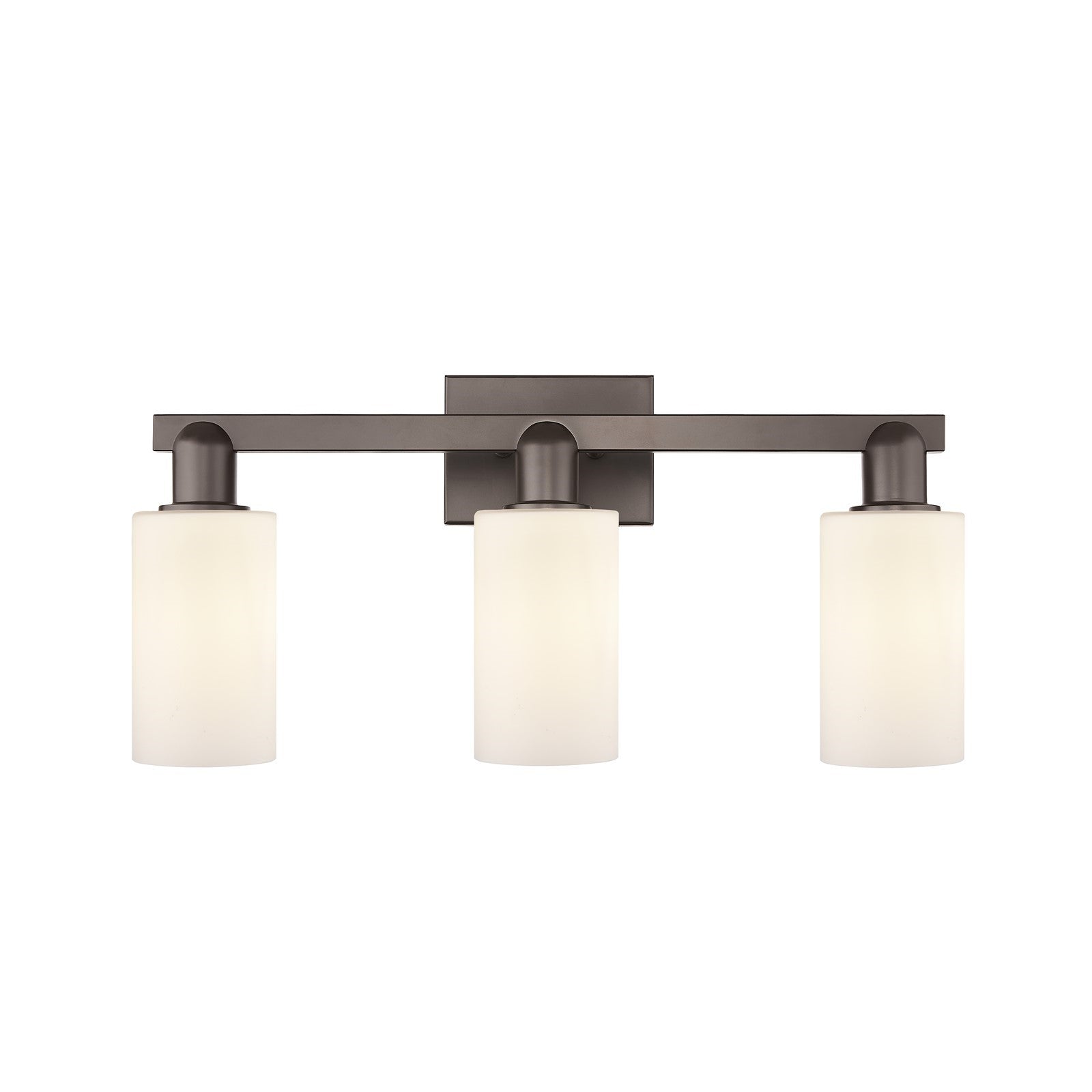 Innovations Clymer 23in 3-Light Bath Vanity Light | Industrial Oil Rubbed Bronze Steel and Matte White Glass | Bathroom Vanity | Model 716-3W-OB-G801