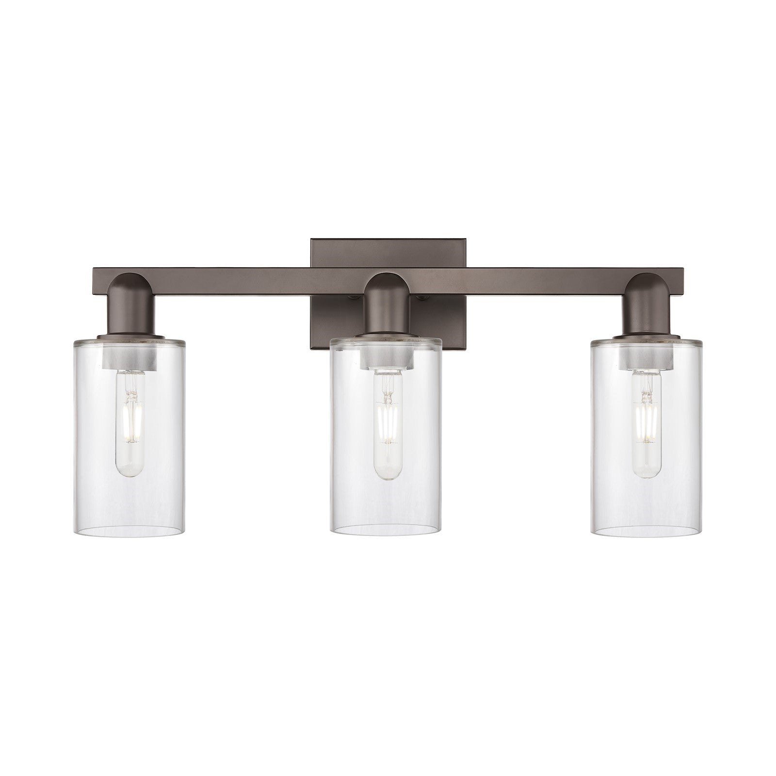 Innovations Clymer 23in 3-Light Bath Vanity Light | Industrial Oil Rubbed Bronze Steel and Clear Glass | Bathroom Vanity | 22.88 x | Model 716-3W-OB-G802