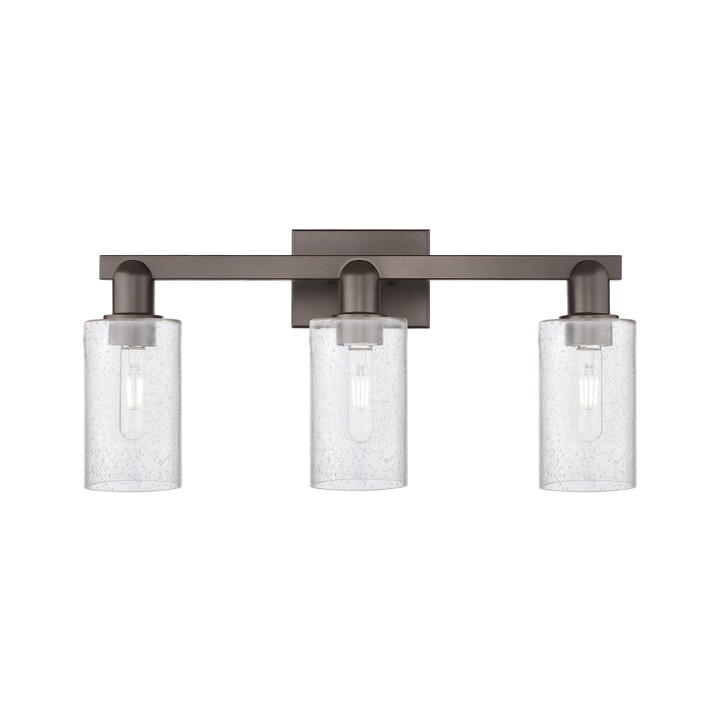 Innovations Clymer 23in 3-Light Bath Vanity Light | Industrial Oil Rubbed Bronze Steel and Seedy Glass | Bathroom Vanity | 22.88 x | Model 716-3W-OB-G804