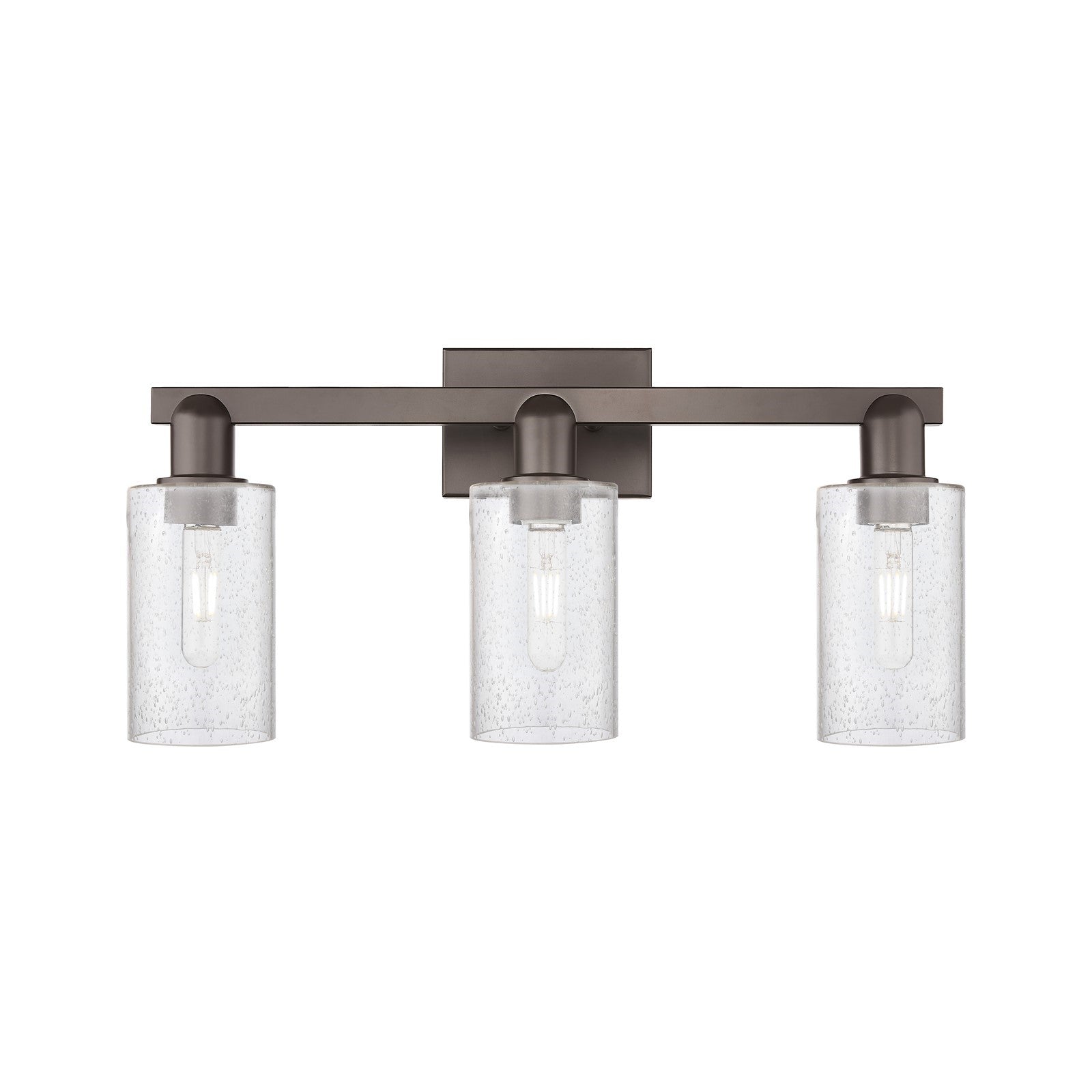 Innovations Clymer 23in 3-Light Bath Vanity Light | Industrial Oil Rubbed Bronze Steel and Seedy Glass | Bathroom Vanity | 22.88 x | Model 716-3W-OB-G804