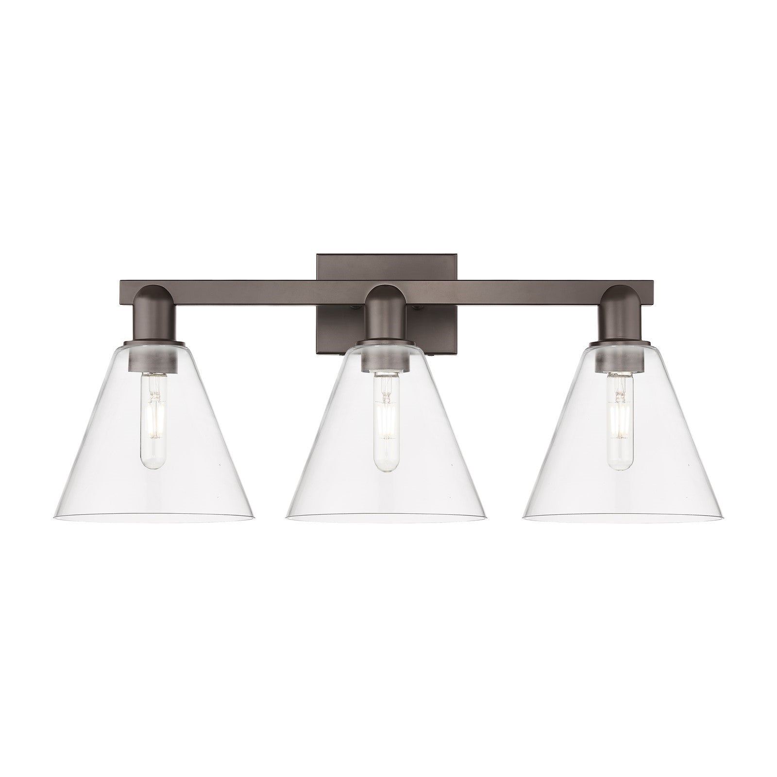 Innovations Berkshire 26in 3-Light Bath Vanity Light | Industrial Oil Rubbed Bronze Steel and Clear Glass | Bathroom Vanity | 26 | Model 716-3W-OB-GBC-82