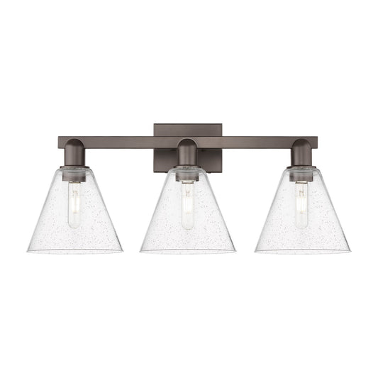 Innovations Berkshire Glass 26in 3-Light Bath Vanity Light | Industrial Oil Rubbed Bronze and Seedy Glass | Bathroom Vanity | 26 | Model 716-3W-OB-GBC-84