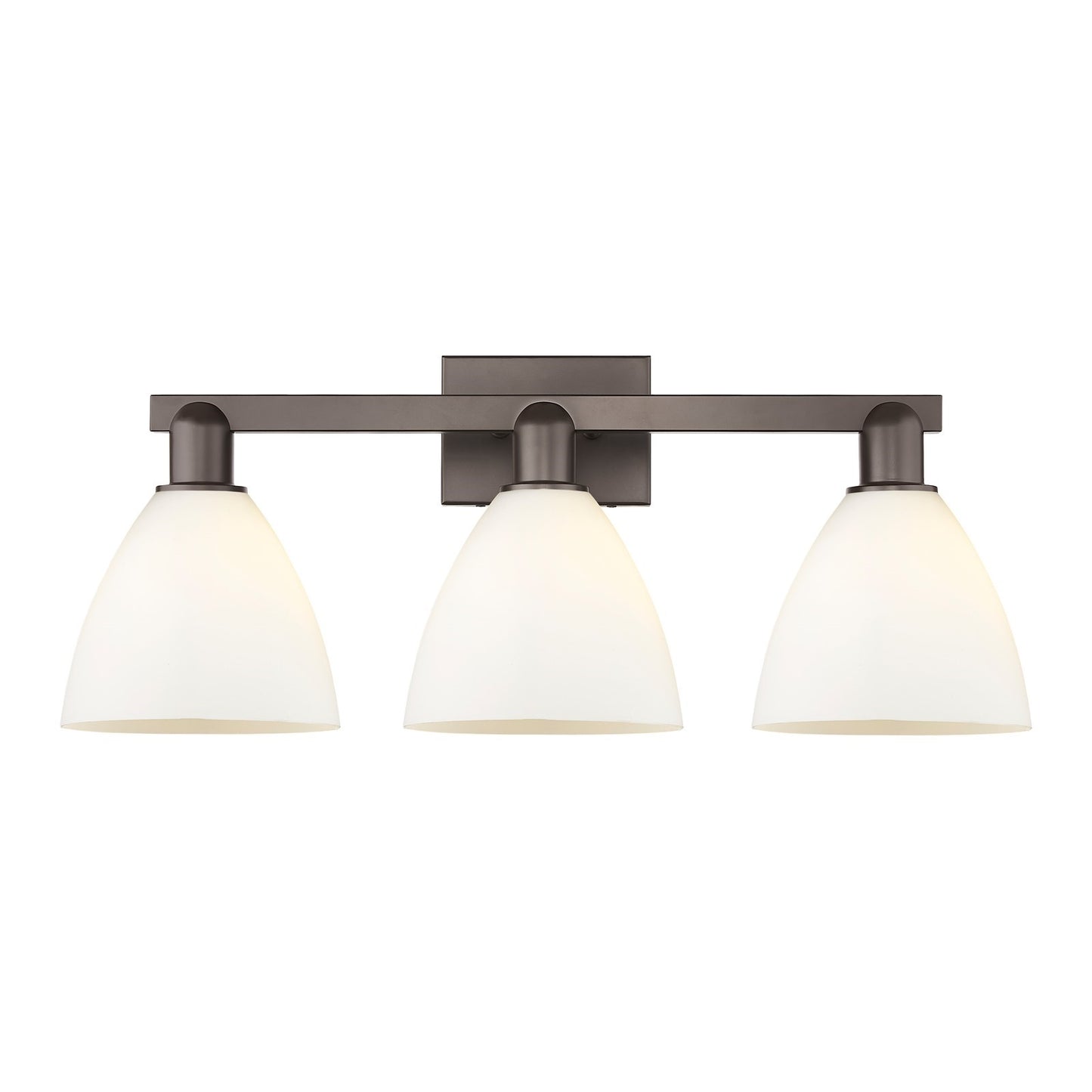 Innovations Bristol 27in 3-Light Bath Vanity | Industrial Oil Rubbed Bronze and Matte White Glass | Bathroom Vanity Light | 26.5 | Model 716-3W-OB-GBD-751