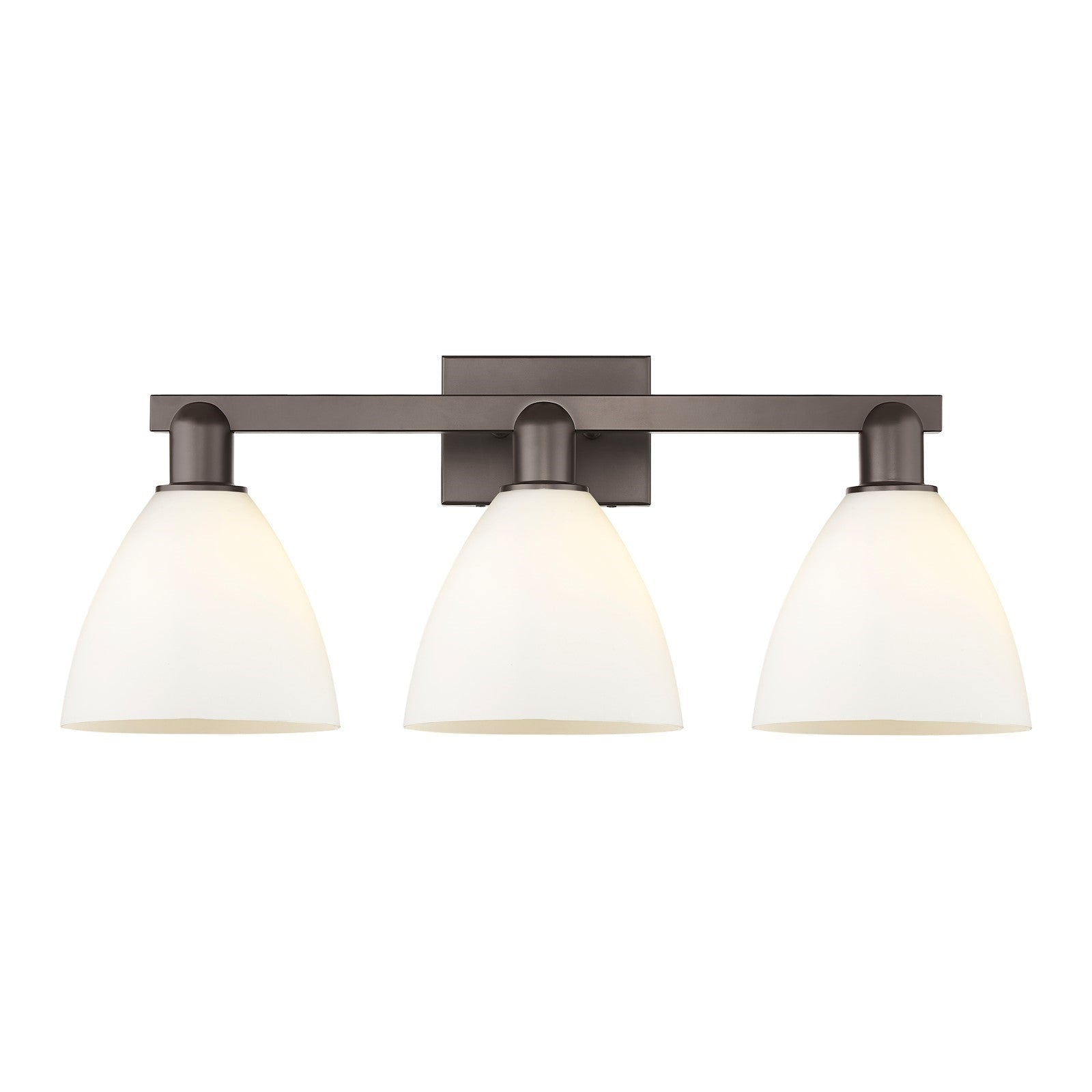 Innovations Bristol 27in 3-Light Bath Vanity | Industrial Oil Rubbed Bronze and Matte White Glass | Bathroom Vanity Light | 26.5 | Model 716-3W-OB-GBD-751