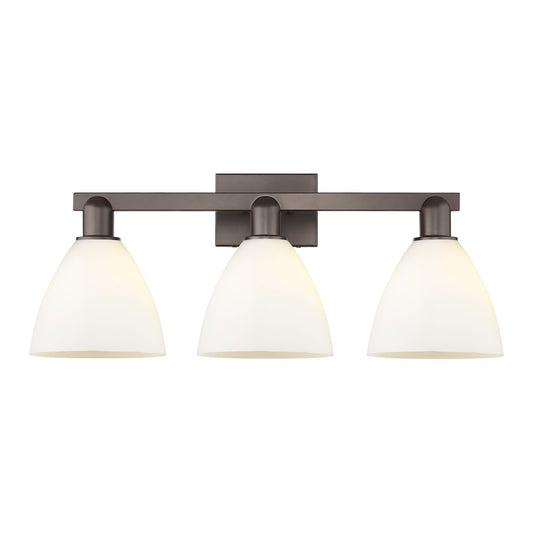 Innovations Bristol 27in 3-Light Bath Vanity | Industrial Oil Rubbed Bronze and Matte White Glass | Bathroom Vanity Light | 26.5 | Model 716-3W-OB-GBD-751