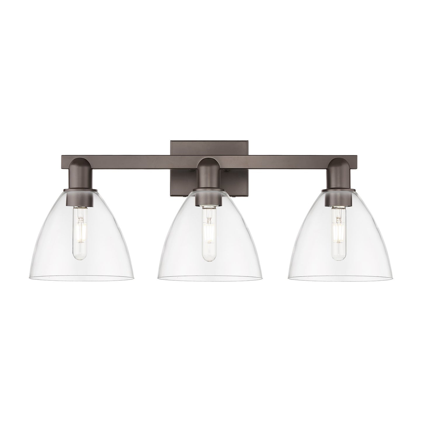 Innovations Bristol 27in 3-Light Bath Vanity | Industrial Oil Rubbed Bronze Steel and Clear Glass | Bathroom Vanity & Powder | Model 716-3W-OB-GBD-752
