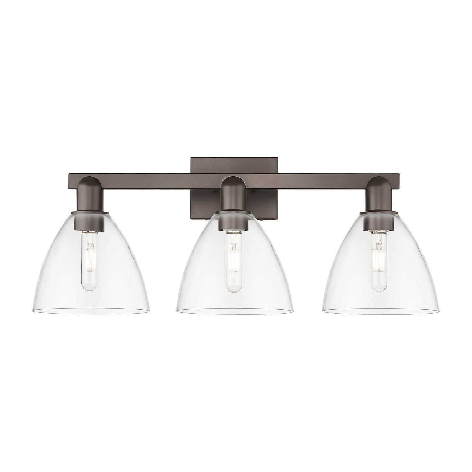 Innovations Bristol 27in 3-Light Bath Vanity | Industrial Oil Rubbed Bronze Steel and Clear Glass | Bathroom Vanity & Powder | Model 716-3W-OB-GBD-752