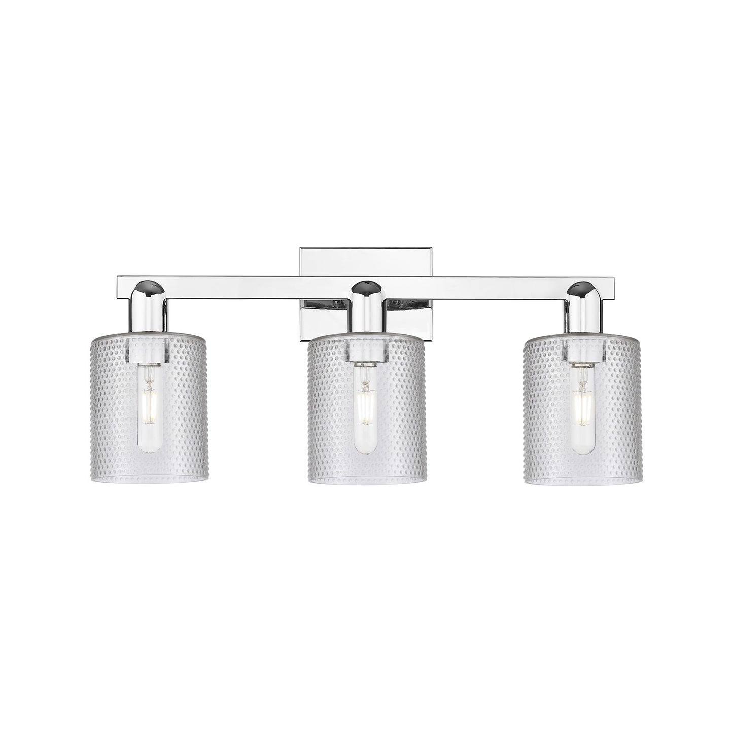 Innovations Cobbleskill 24in 3-Light Bath Vanity | Industrial Polished Chrome Steel and Clear Glass | Bathroom Vanity Light | 24 x | Model 716-3W-PC-G112