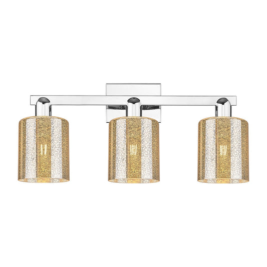 Innovations Cobbleskill 24in 3-Light Bath Vanity | Industrial Polished Chrome and Mercury Glass | Bathroom Vanity Above Mirror | 24 | Model 716-3W-PC-G116