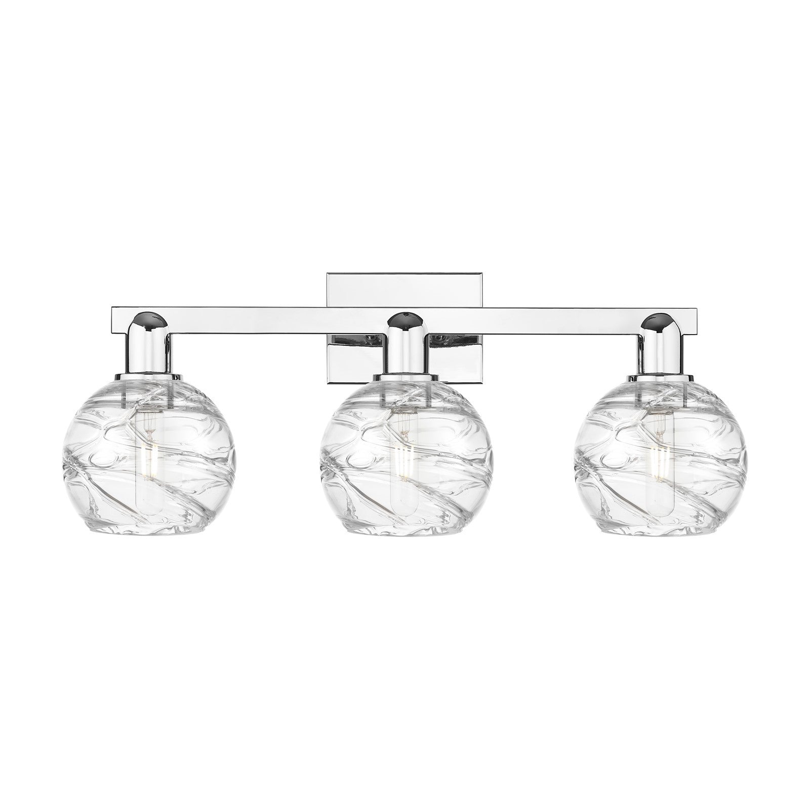 Innovations Athens Deco Swirl 26in 3-Light Bath Vanity Light | Industrial Polished Chrome and Clear Deco Swirl Glass | Model 716-3W-PC-G1213-6CL