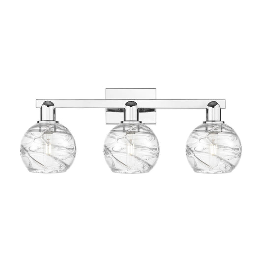 Innovations Athens Deco Swirl 26in 3-Light Bath Vanity Light | Industrial Polished Chrome and Clear Deco Swirl Glass | Model 716-3W-PC-G1213-6CL