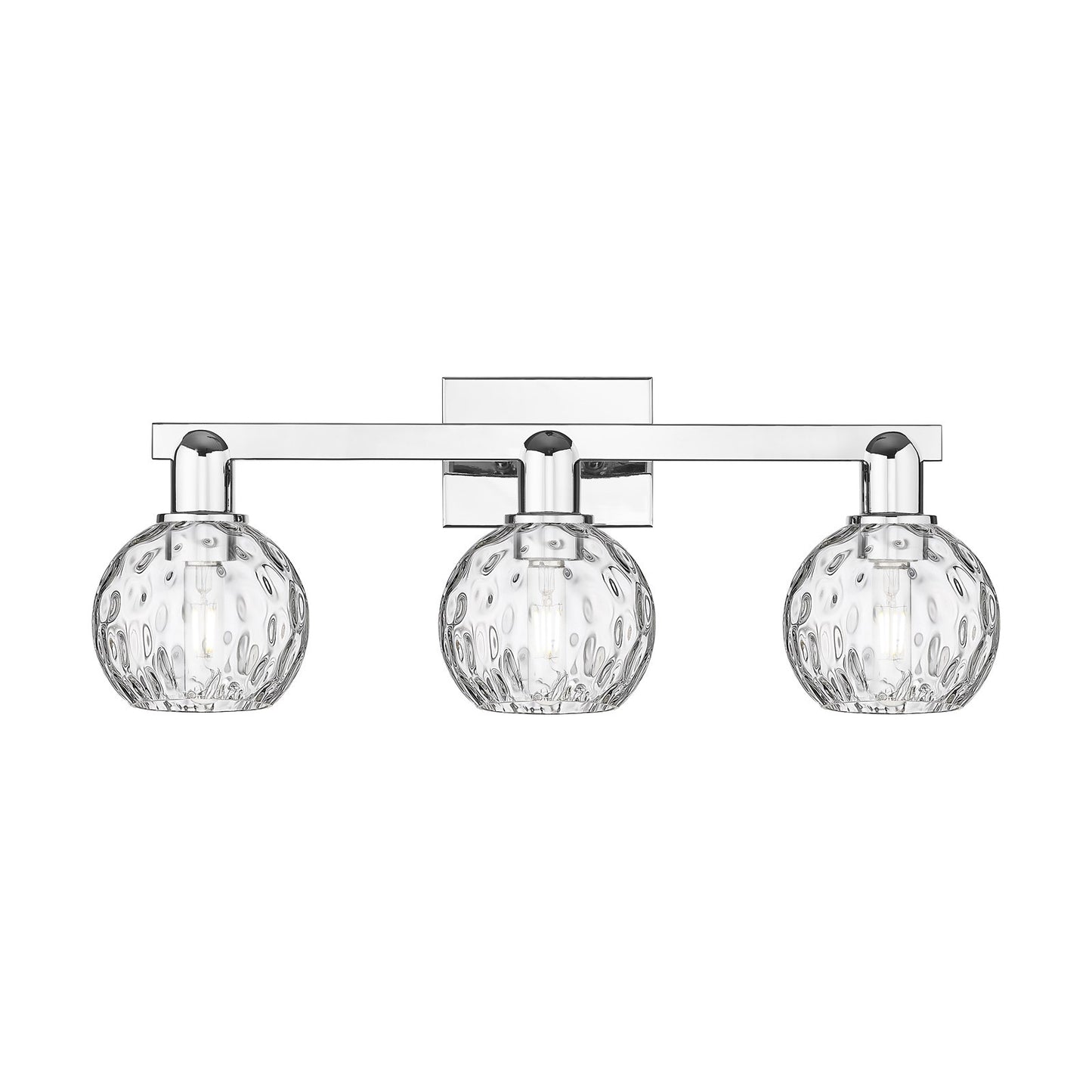 Innovations Athens Water Glass 25in 3-Light Bath Vanity Light | Industrial Polished Chrome and Clear Water Glass | Bathroom | Model 716-3W-PC-G1215-6