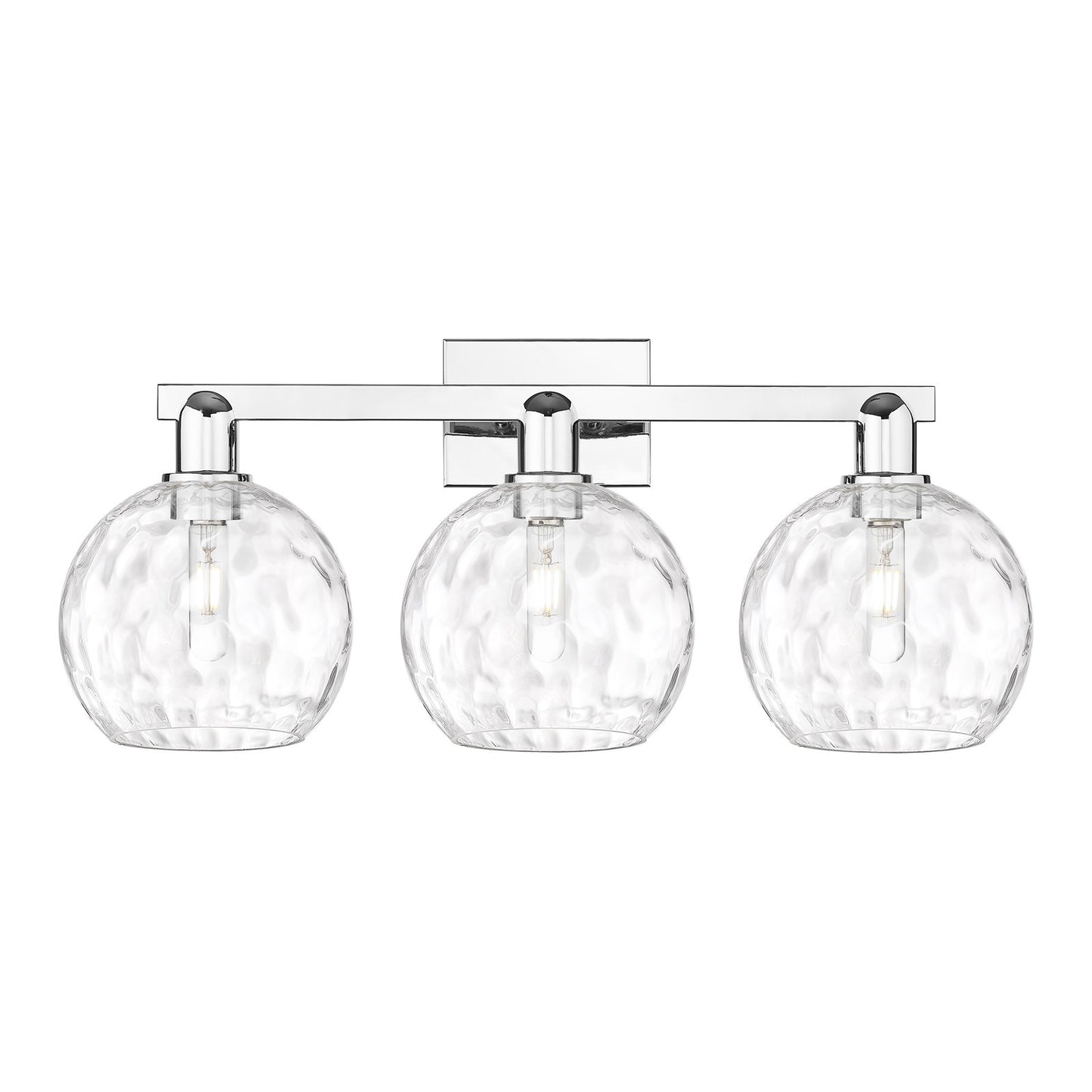 Innovations Athens Water Glass 27in 3-Light Bath Vanity Light | Industrial Polished Chrome and Clear Glass | Bathroom Vanity | Model 716-3W-PC-G1215-8